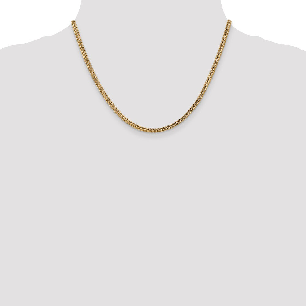 14K Yellow Gold 18 Inch 3mm Semi-Solid Franco With Fancy Lobster Clasp Chain Necklace