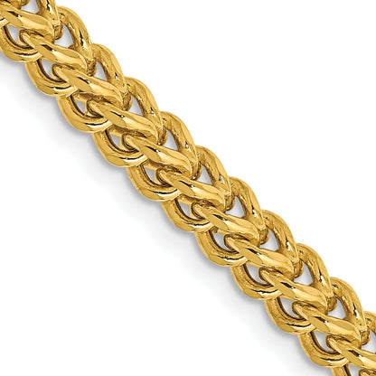 14K Yellow Gold 20 Inch 3.7mm Semi-Solid Franco With Fancy Lobster Clasp Chain Necklace