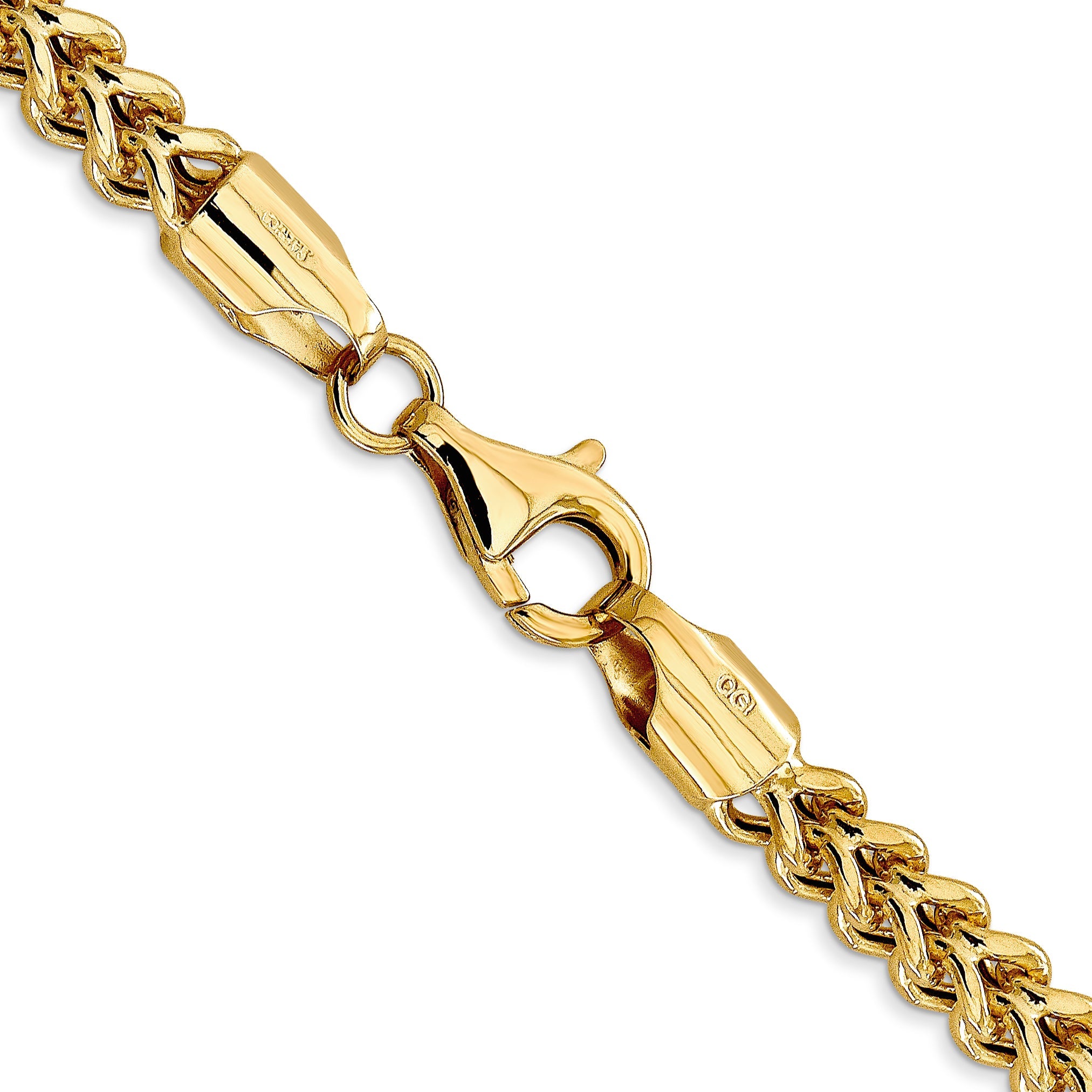 14K Yellow Gold 28 Inch 4.5mm Semi-Solid Franco With Fancy Lobster Clasp Chain Necklace