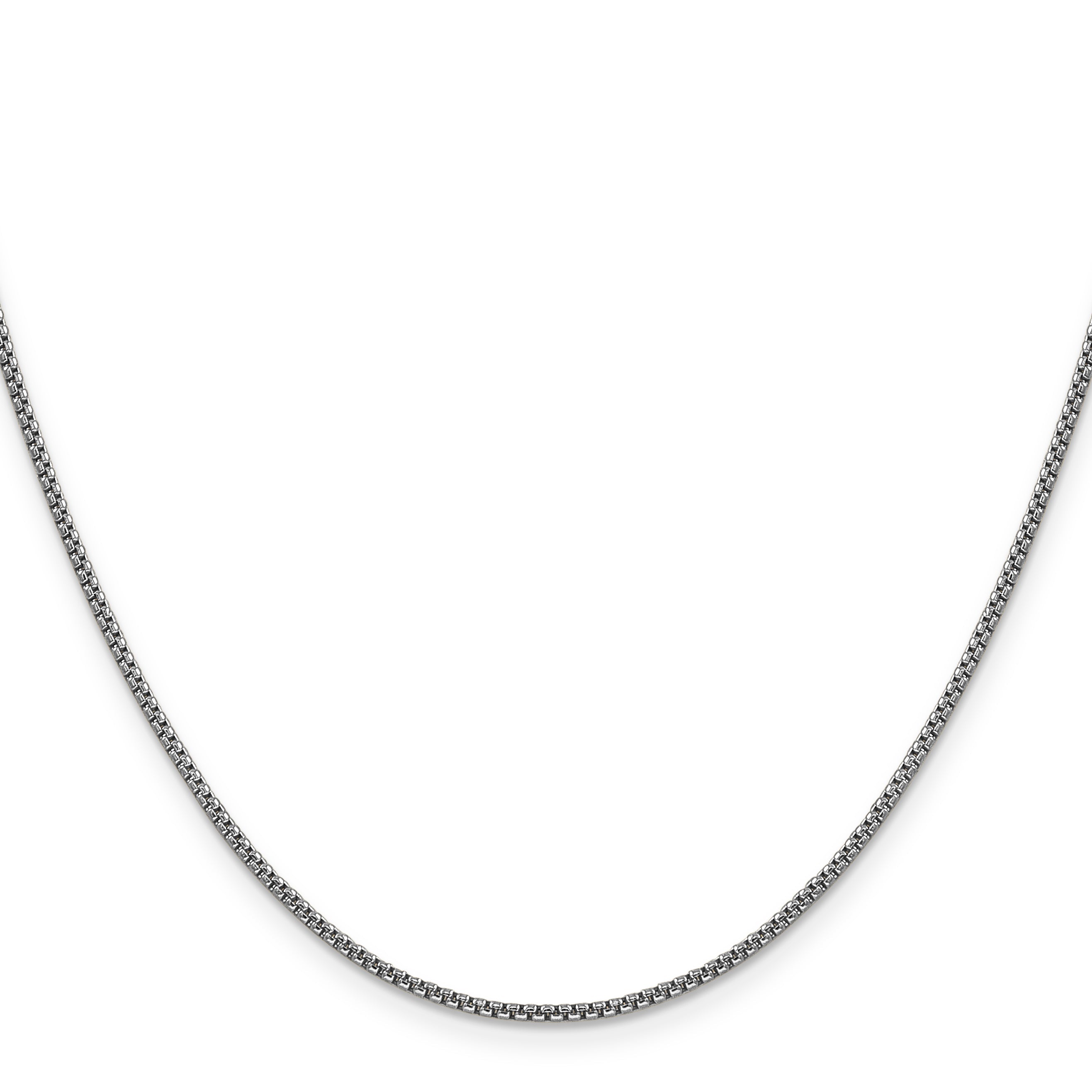 14K White Gold 20 Inch 1.5mm Semi-Solid Round Box With Lobster Clasp Chain Necklace
