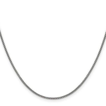 14K White Gold 26 Inch 1.5mm Semi-Solid Round Box With Lobster Clasp Chain Necklace