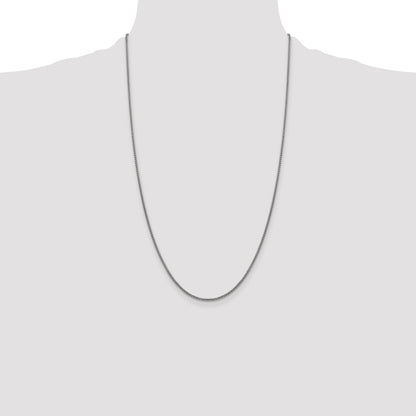 14K White Gold 26 Inch 1.5mm Semi-Solid Round Box With Lobster Clasp Chain Necklace