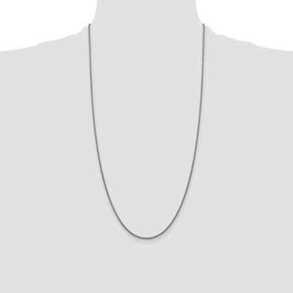 14K White Gold 28 Inch 1.5mm Semi-Solid Round Box With Lobster Clasp Chain Necklace