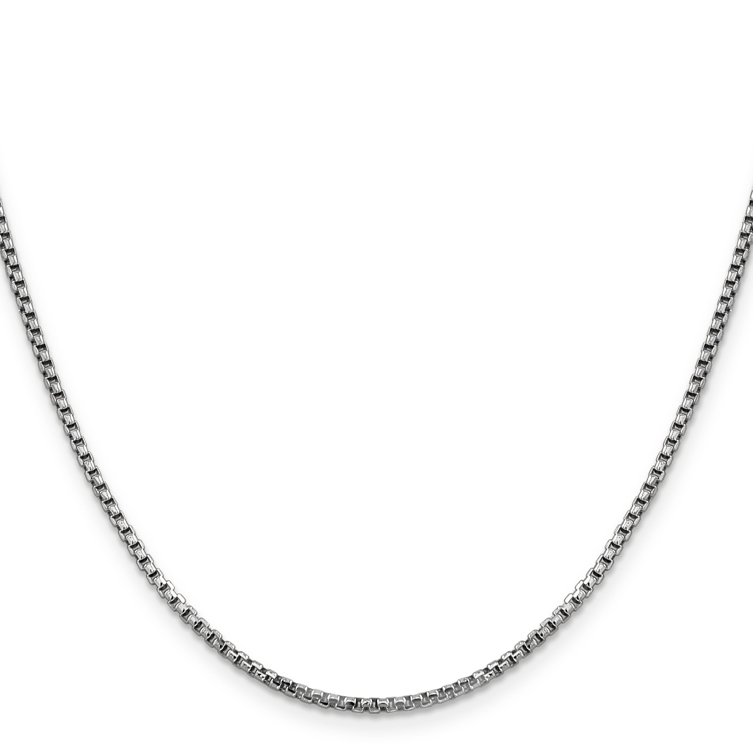 14K White Gold 26 Inch 1.75mm Semi-Solid Round Box With Lobster Clasp Chain Necklace