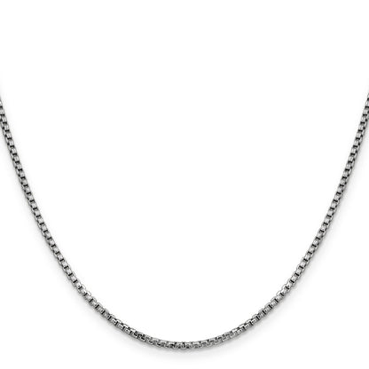 14K White Gold 26 Inch 1.75mm Semi-Solid Round Box With Lobster Clasp Chain Necklace