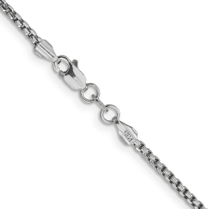 14K White Gold 26 Inch 1.75mm Semi-Solid Round Box With Lobster Clasp Chain Necklace