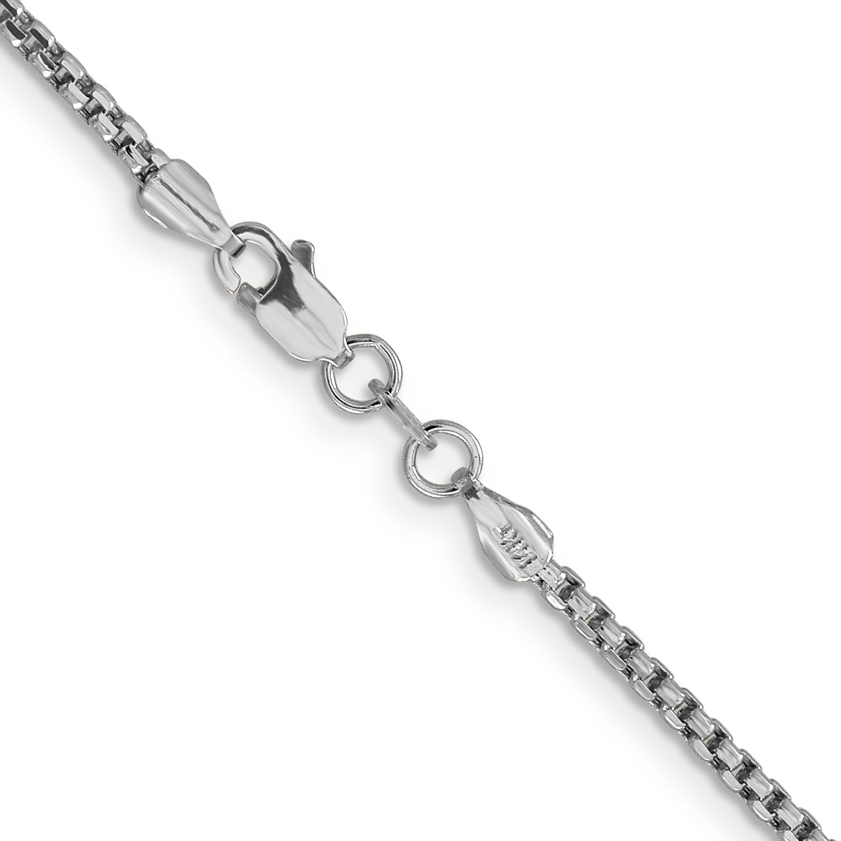 14K White Gold 30 Inch 1.75mm Semi-Solid Round Box With Lobster Clasp Chain Necklace
