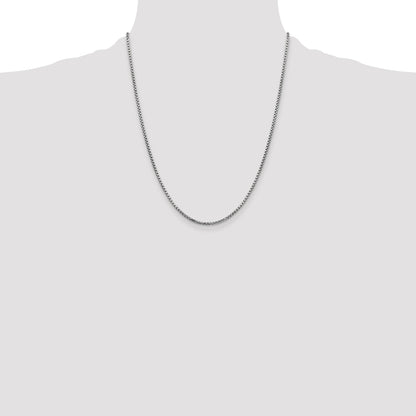 14K White Gold 22 Inch 1.75mm Semi-Solid Round Box With Lobster Clasp Chain Necklace