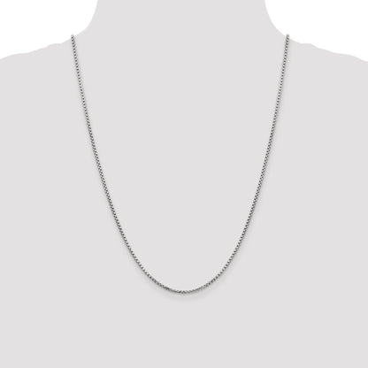 14K White Gold 24 Inch 1.75mm Semi-Solid Round Box With Lobster Clasp Chain Necklace