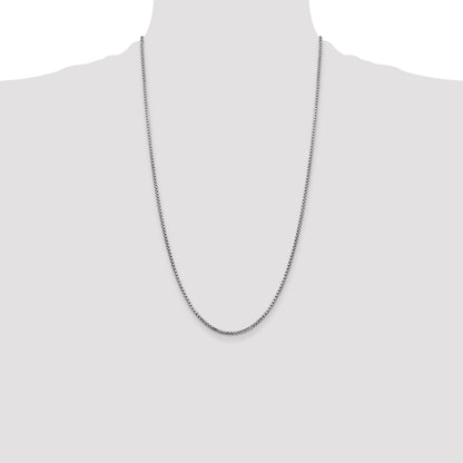 14K White Gold 26 Inch 1.75mm Semi-Solid Round Box With Lobster Clasp Chain Necklace