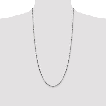 14K White Gold 28 Inch 1.75mm Semi-Solid Round Box With Lobster Clasp Chain Necklace
