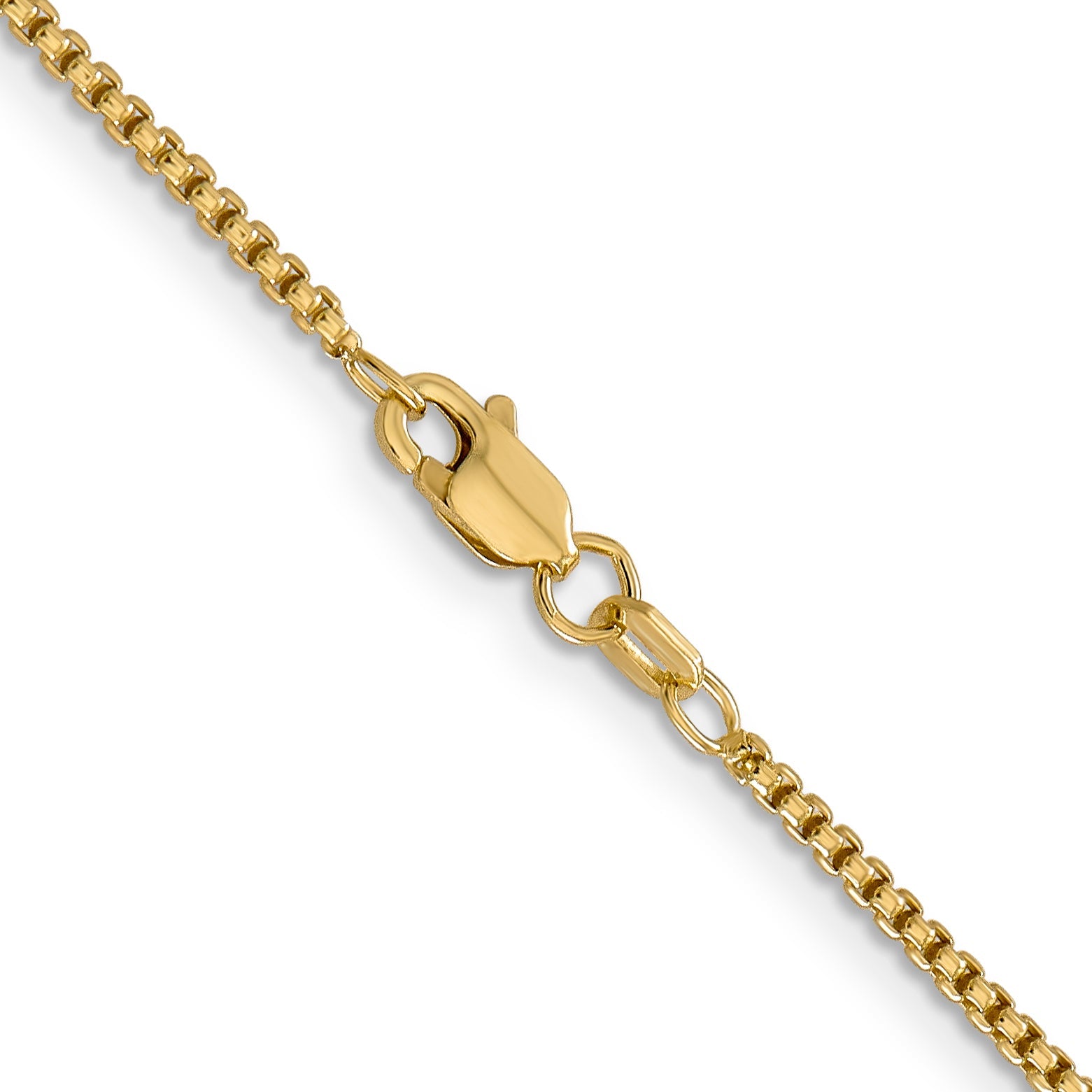 14K Yellow Gold 30 Inch 1.5mm Semi-Solid Round Box With Lobster Clasp Chain Necklace