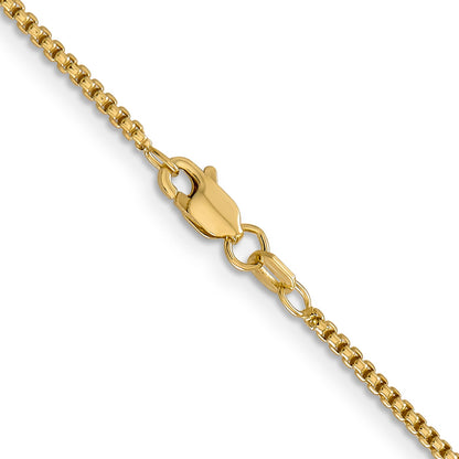 14K Yellow Gold 30 Inch 1.5mm Semi-Solid Round Box With Lobster Clasp Chain Necklace