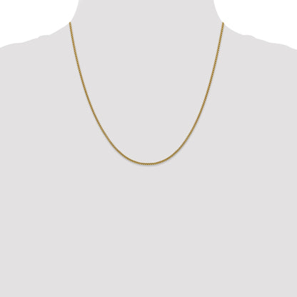 14K Yellow Gold 20 Inch 1.5mm Semi-Solid Round Box With Lobster Clasp Chain Necklace