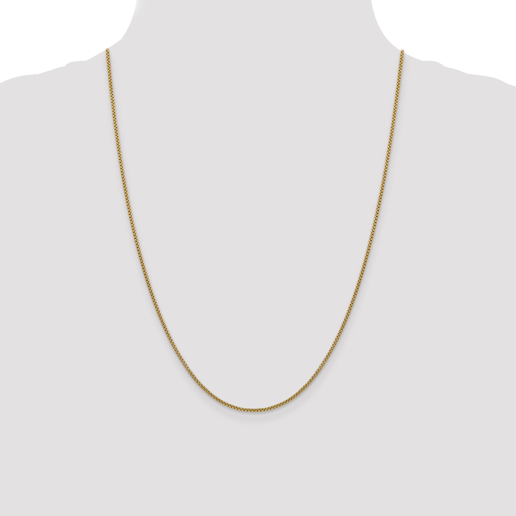 14K Yellow Gold 24 Inch 1.5mm Semi-Solid Round Box With Lobster Clasp Chain Necklace
