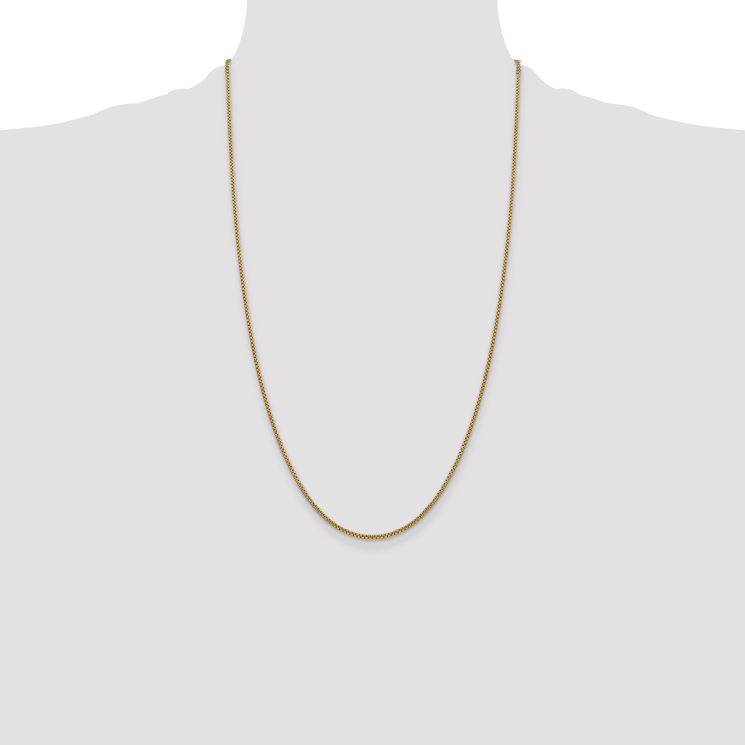 14K Yellow Gold 26 Inch 1.5mm Semi-Solid Round Box With Lobster Clasp Chain Necklace