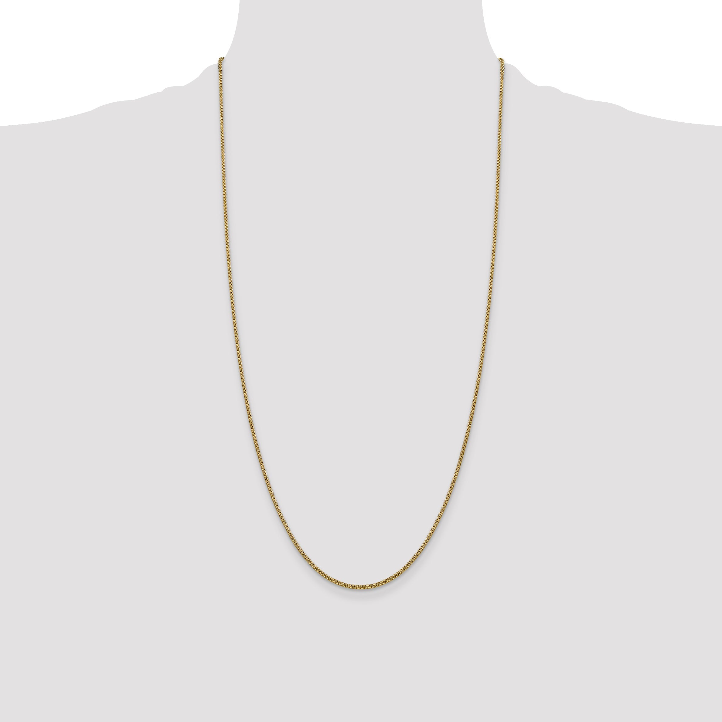 14K Yellow Gold 28 Inch 1.5mm Semi-Solid Round Box With Lobster Clasp Chain Necklace