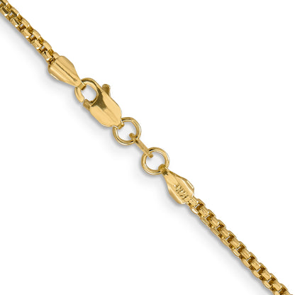 14K Yellow Gold 24 Inch 1.75mm Semi-Solid Round Box With Lobster Clasp Chain Necklace
