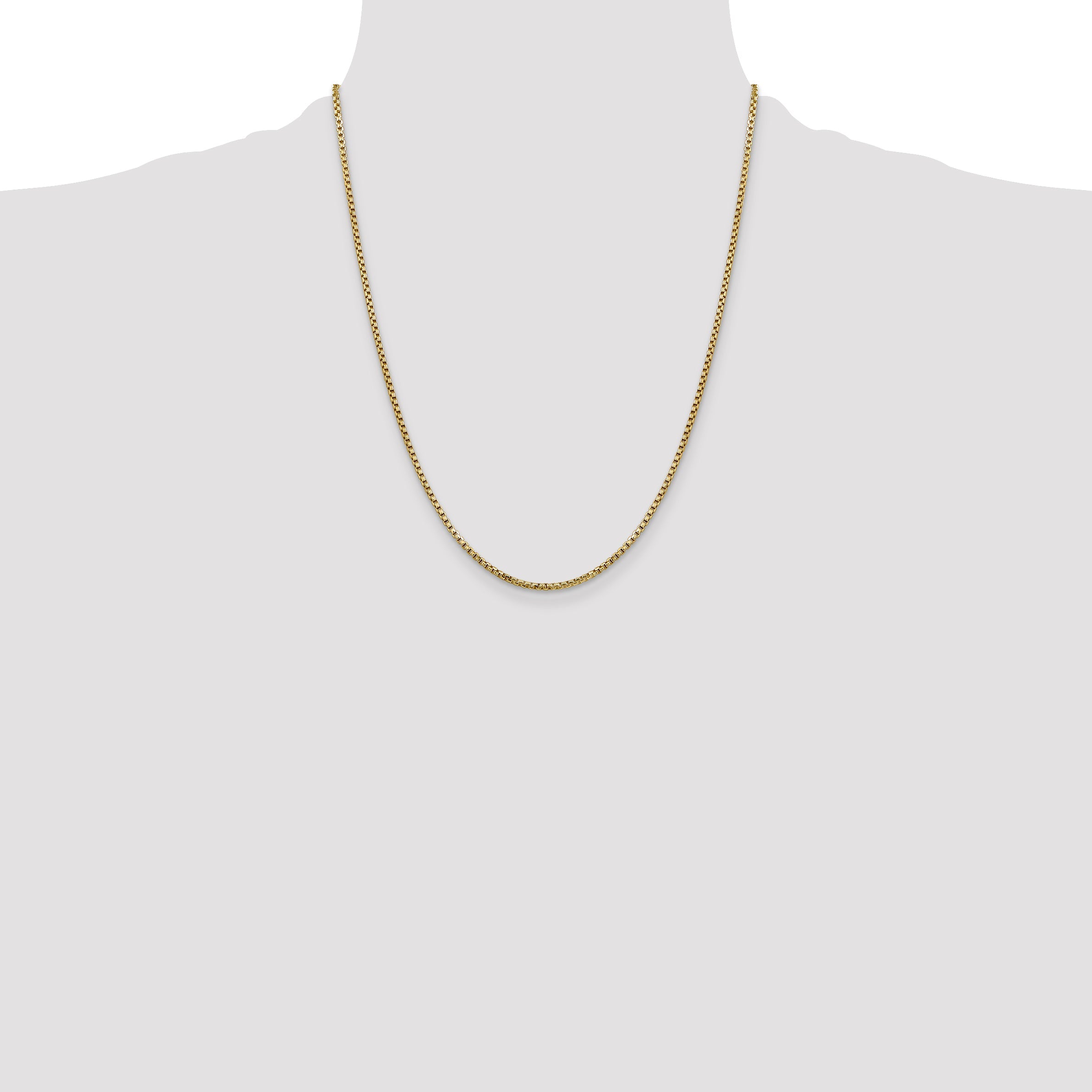 14K Yellow Gold 22 Inch 1.75mm Semi-Solid Round Box With Lobster Clasp Chain Necklace