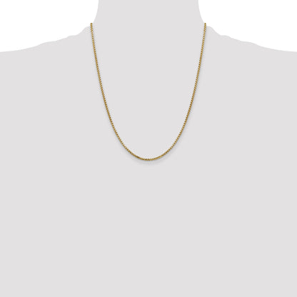 14K Yellow Gold 22 Inch 1.75mm Semi-Solid Round Box With Lobster Clasp Chain Necklace