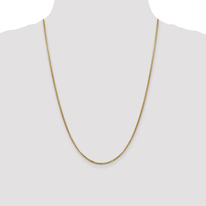 14K Yellow Gold 24 Inch 1.75mm Semi-Solid Round Box With Lobster Clasp Chain Necklace