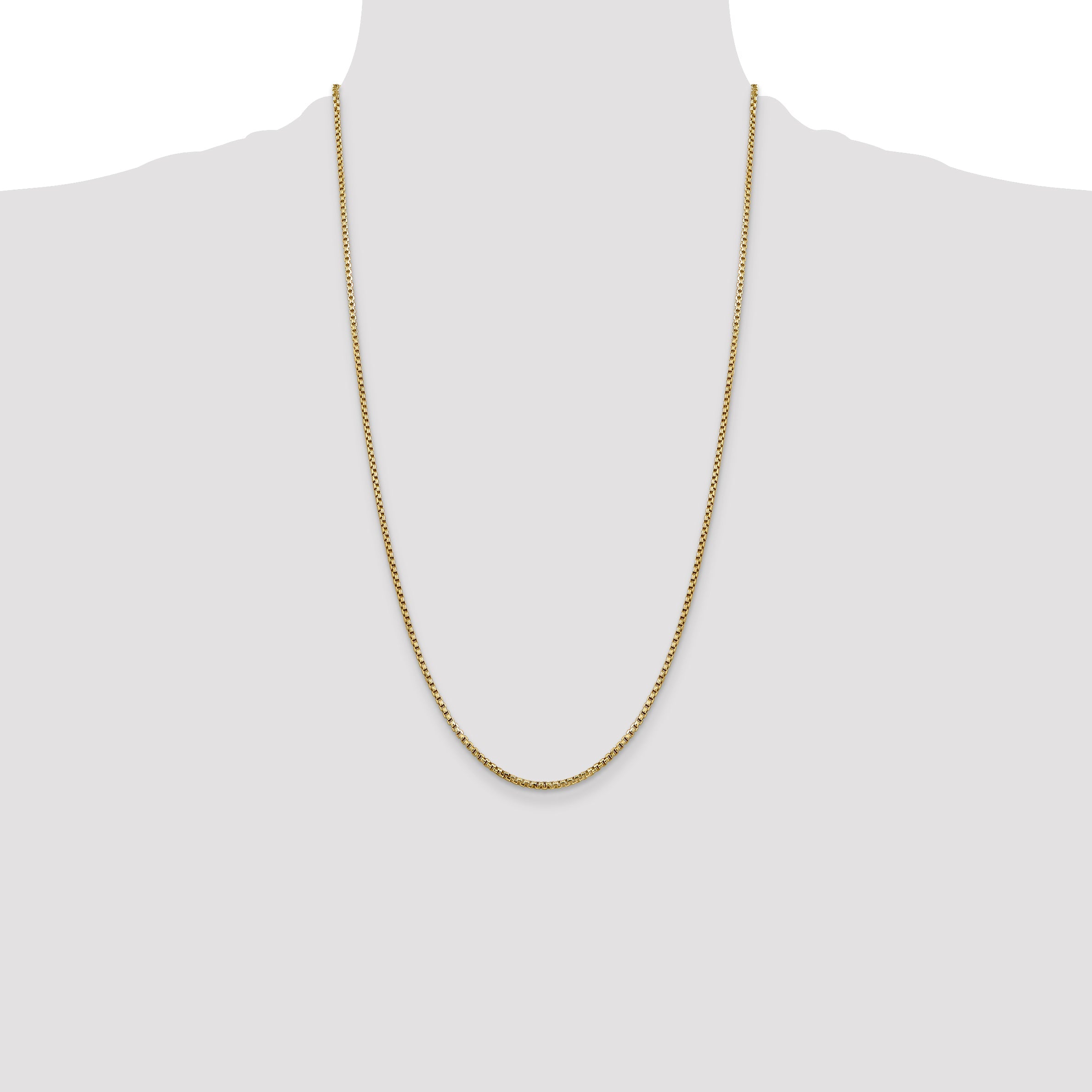 14K Yellow Gold 26 Inch 1.75mm Semi-Solid Round Box With Lobster Clasp Chain Necklace