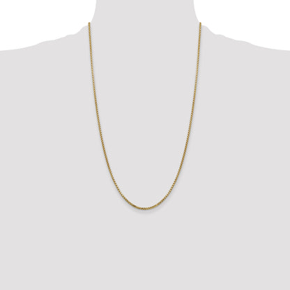 14K Yellow Gold 26 Inch 1.75mm Semi-Solid Round Box With Lobster Clasp Chain Necklace