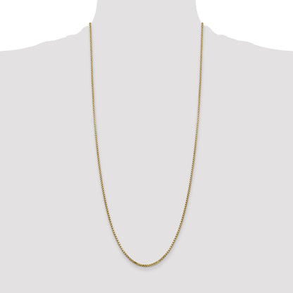 14K Yellow Gold 30 Inch 1.75mm Semi-Solid Round Box With Lobster Clasp Chain Necklace