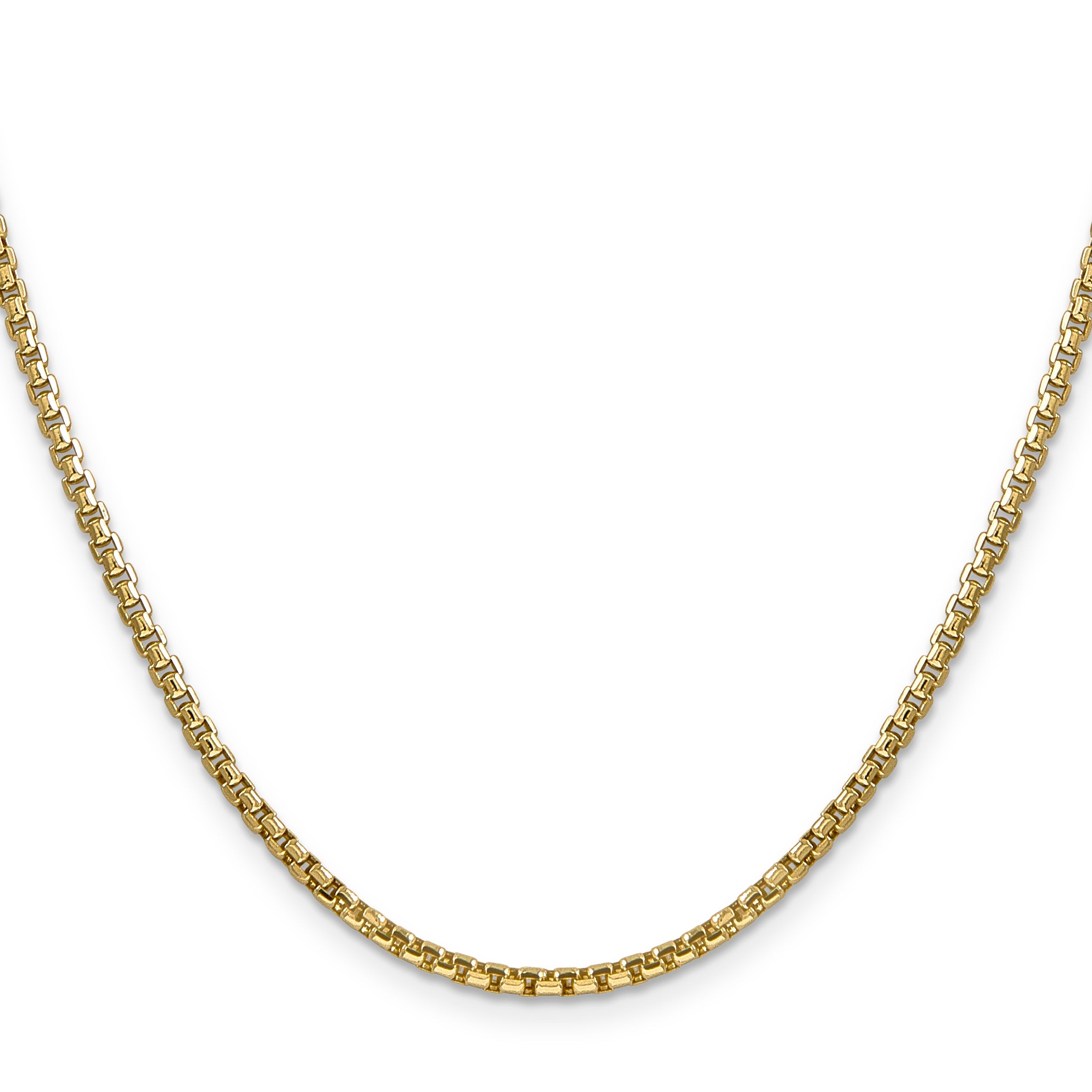 14K Yellow Gold 28 Inch 2.45mm Semi-Solid Round Box With Lobster Clasp Chain Necklace