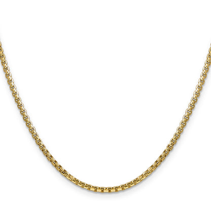14K Yellow Gold 22 Inch 2.45mm Semi-Solid Round Box With Lobster Clasp Chain Necklace