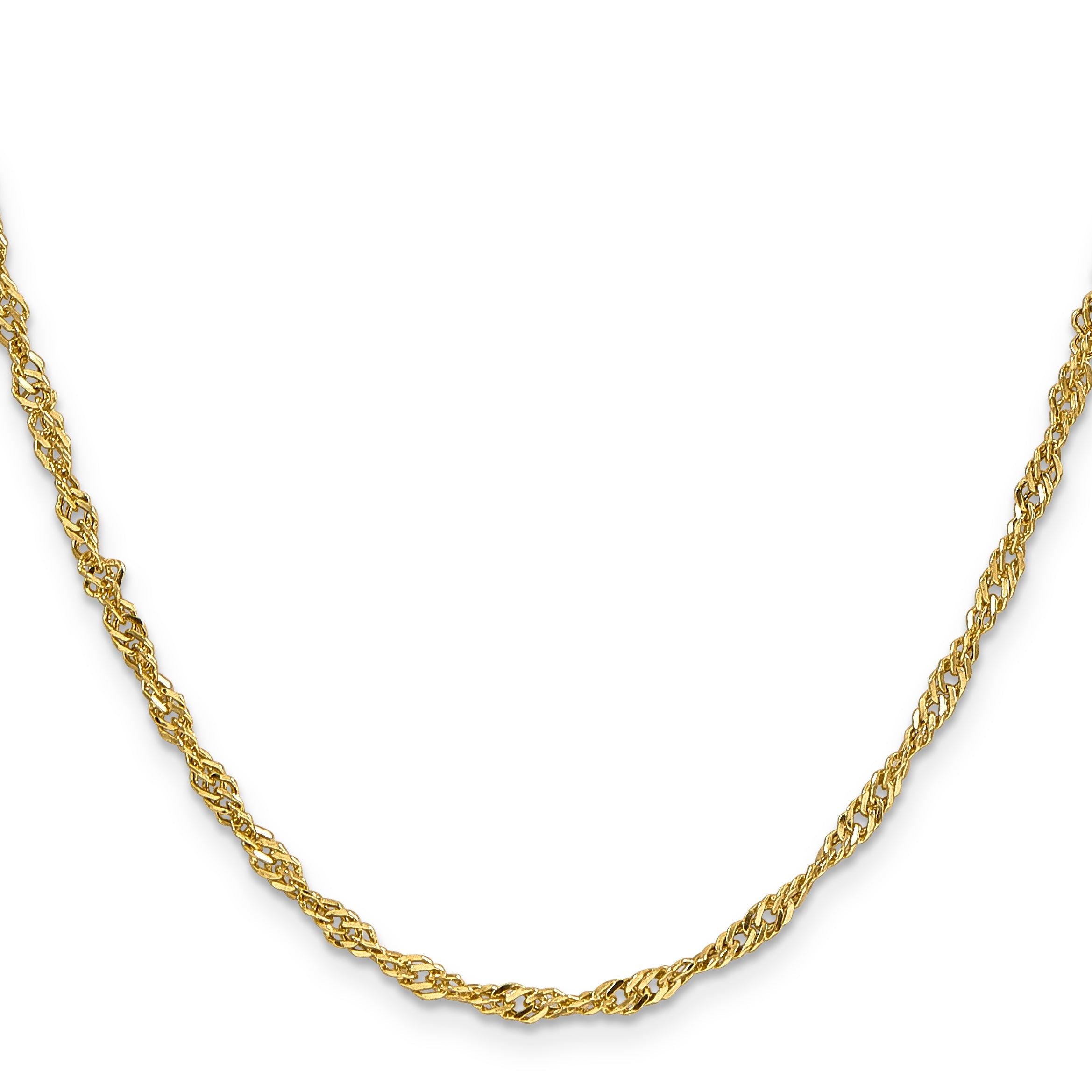 14K Yellow Gold 16 Inch 2.75mm Lightweight Singapore With Lobster Clasp Chain Necklace