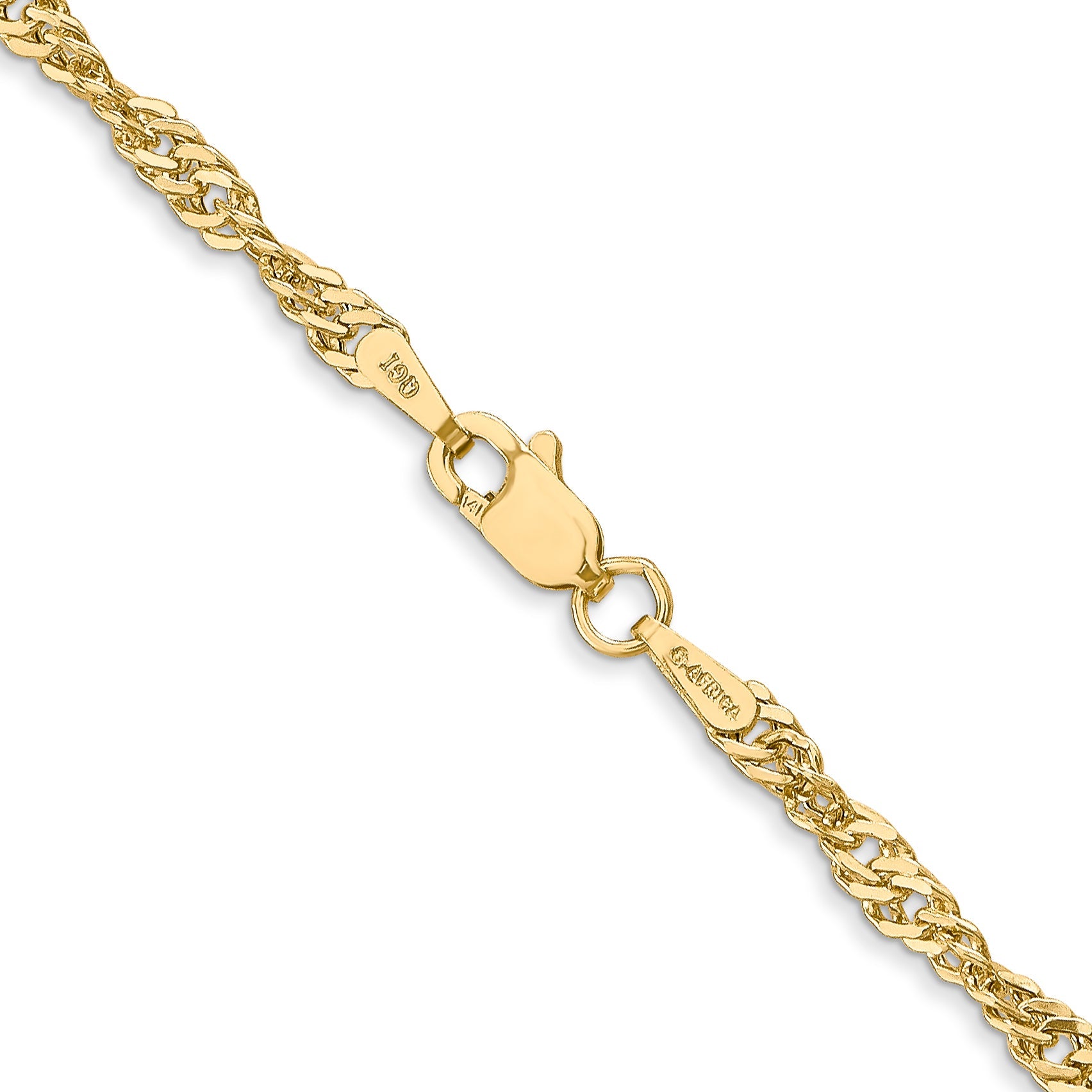 14K Yellow Gold 24 Inch 2.75mm Lightweight Singapore With Lobster Clasp Chain Necklace