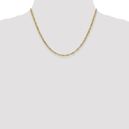 14K Yellow Gold 18 Inch 2.75mm Lightweight Singapore With Lobster Clasp Chain Necklace