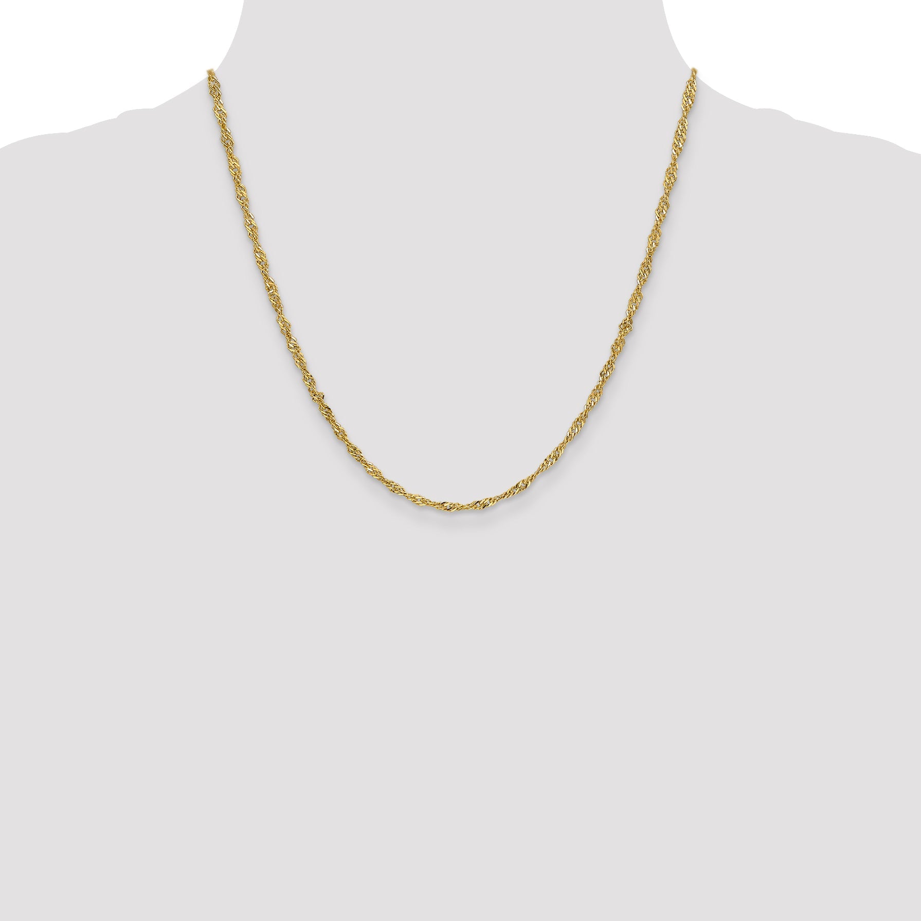 14K Yellow Gold 20 Inch 2.75mm Lightweight Singapore With Lobster Clasp Chain Necklace