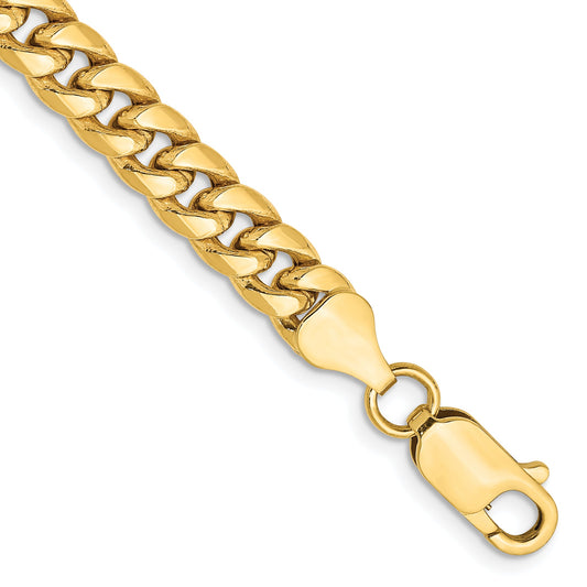 14K Yellow Gold 8 Inch 6mm Semi-Solid Miami Cuban With Lobster Clasp Bracelet