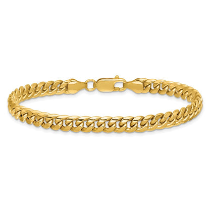 14K Yellow Gold 8 Inch 6mm Semi-Solid Miami Cuban With Lobster Clasp Bracelet