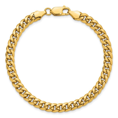 14K Yellow Gold 8 Inch 6mm Semi-Solid Miami Cuban With Lobster Clasp Bracelet