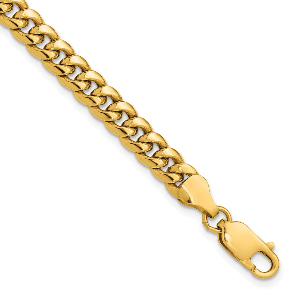 14K Yellow Gold 8 Inch 6mm Semi-Solid Miami Cuban With Lobster Clasp Bracelet