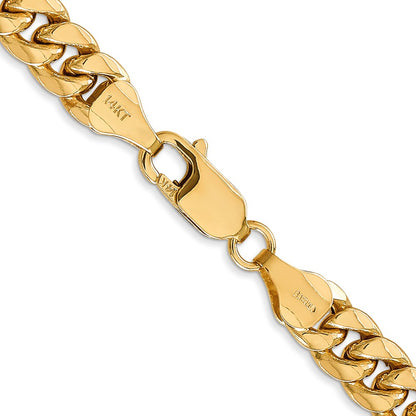 14K Yellow Gold 26 Inch 6.75mm Semi-Solid Miami Cuban With Lobster Clasp Chain Necklace