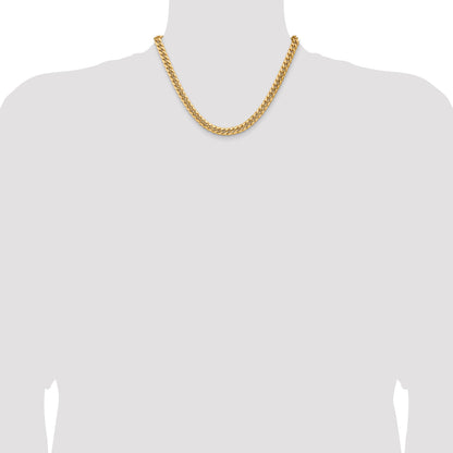 14K Yellow Gold 18 Inch 7.3mm Semi-Solid Miami Cuban With Lobster Clasp Chain Necklace