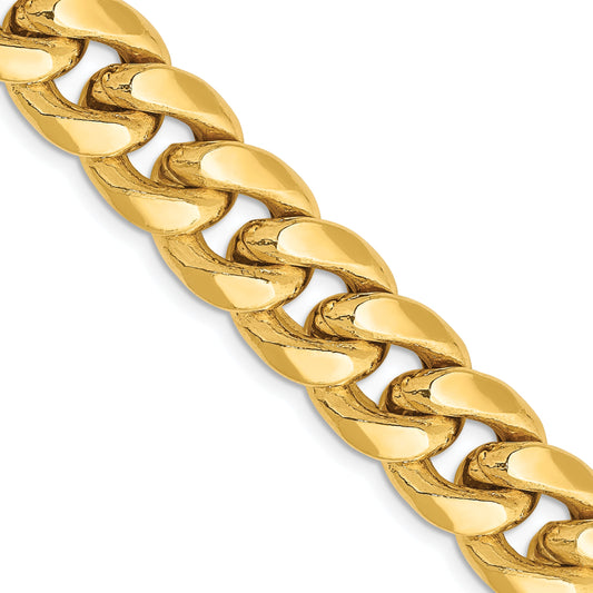 14K Yellow Gold 30 Inch 11mm Semi-Solid Miami Cuban With Lobster Clasp Chain