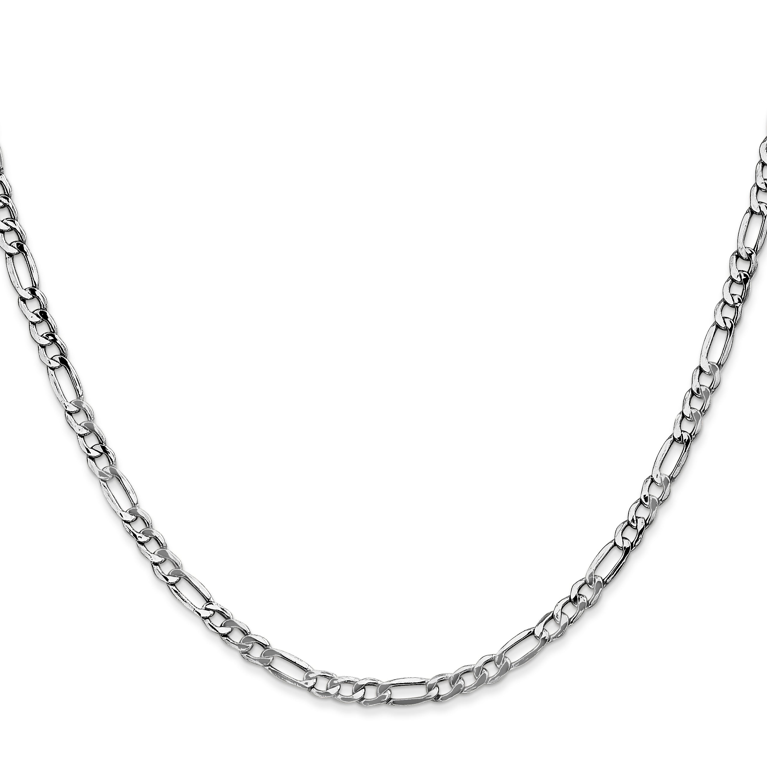 14K White Gold 16 Inch 3.5mm Semi-Solid Figaro With Lobster Clasp Chain Necklace