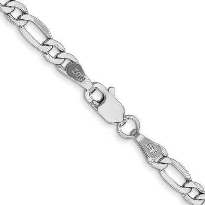 14K White Gold 16 Inch 3.5mm Semi-Solid Figaro With Lobster Clasp Chain Necklace