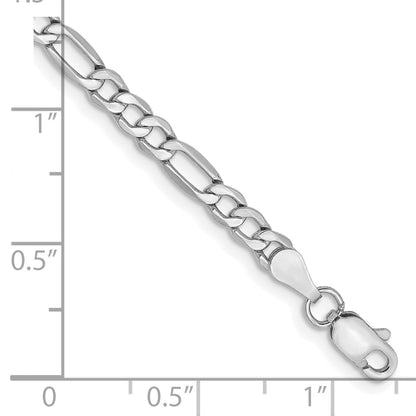 14K White Gold 7 Inch 3.5mm Semi-Solid Figaro With Lobster Clasp Bracelet
