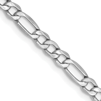 14K White Gold 16 Inch 3.5mm Semi-Solid Figaro With Lobster Clasp Chain Necklace