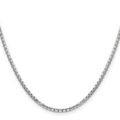 14K White Gold 20 Inch 2.45mm Semi-Solid Round Box With Lobster Clasp Chain Necklace
