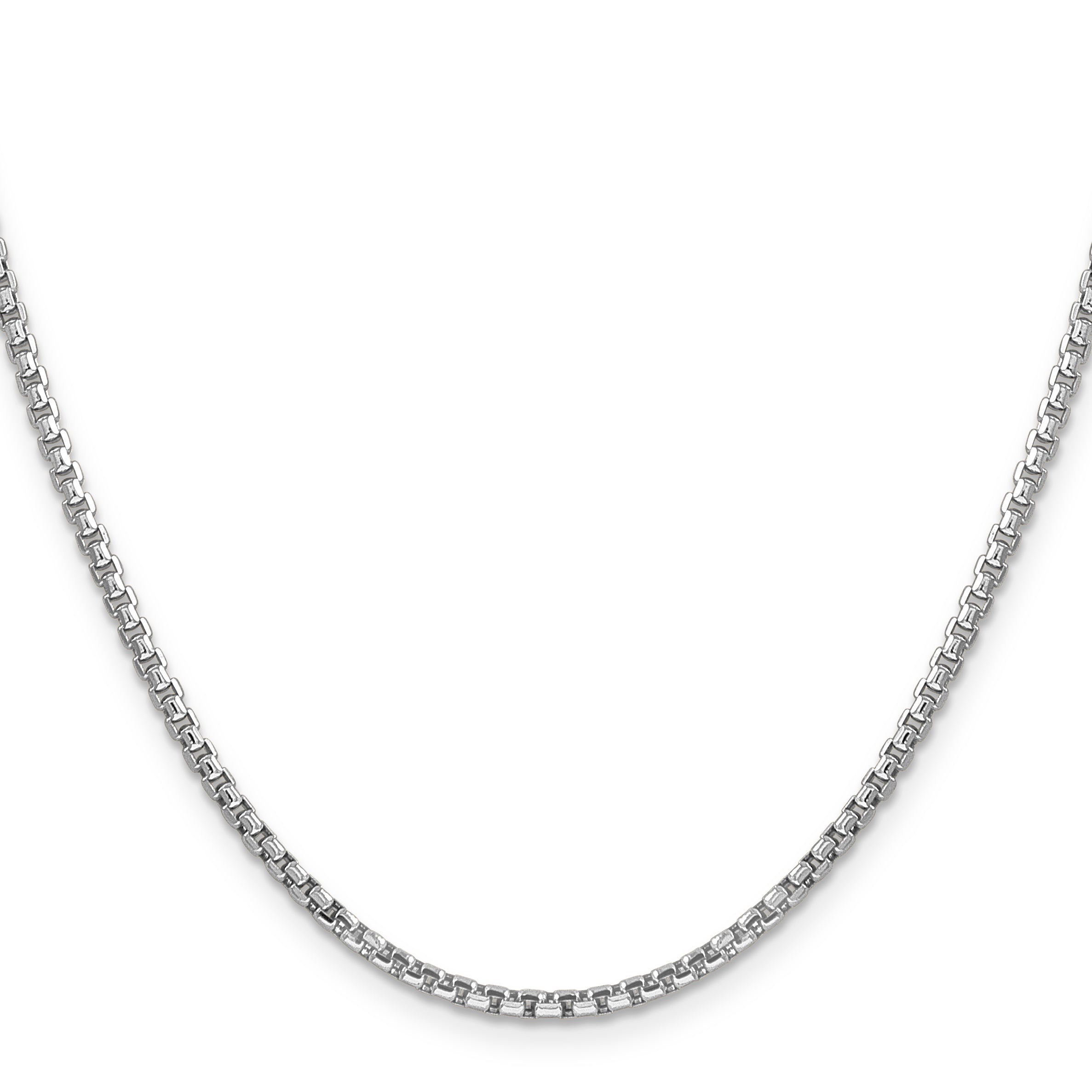 14K White Gold 22 Inch 2.45mm Semi-Solid Round Box With Lobster Clasp Chain Necklace