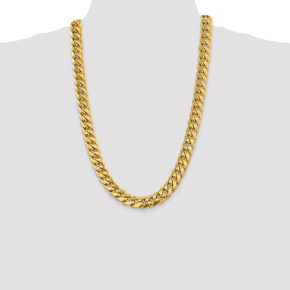 14K Yellow Gold 26 Inch 13.2mm Semi-Solid Miami Cuban With Lobster Clasp Chain Necklace