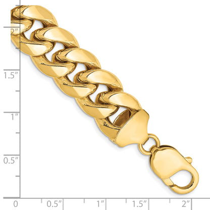 14K Yellow Gold 10 Inch 13.2mm Semi-Solid Miami Cuban With Lobster Clasp Chain Bracelet