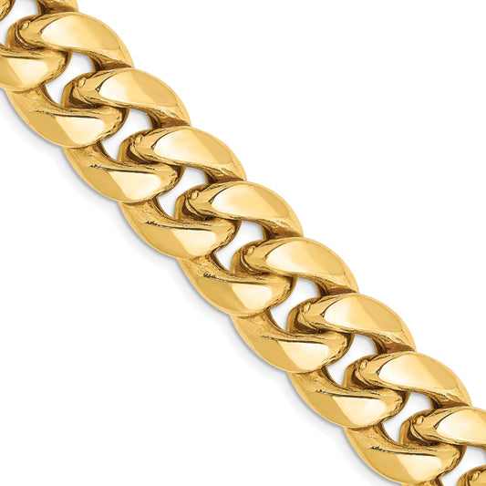 14K Yellow Gold 26 Inch 13.2mm Semi-Solid Miami Cuban With Lobster Clasp Chain